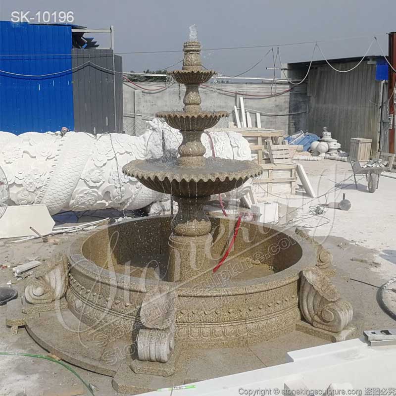 Manufacturer Three Tier Solid Granite Water Fountain for Outdoor Landscaping for sale 