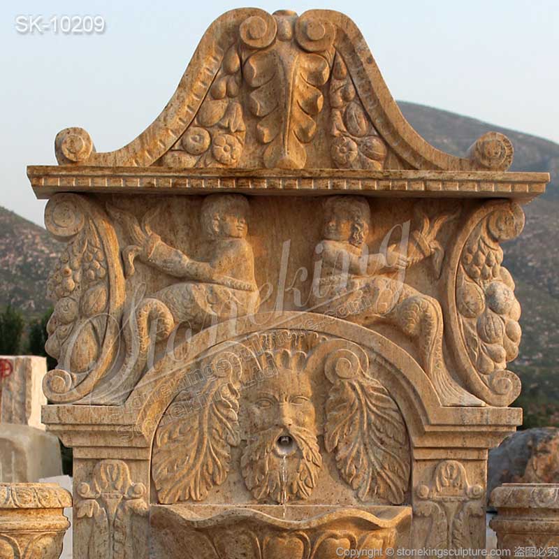 Manufacturer Hand Carved Large Marble Wall Water Fountain for Outdoor Decor for sale