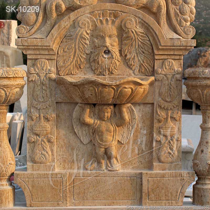 Manufacturer Hand Carved Large Marble Wall Water Fountain for Outdoor Decor for sale