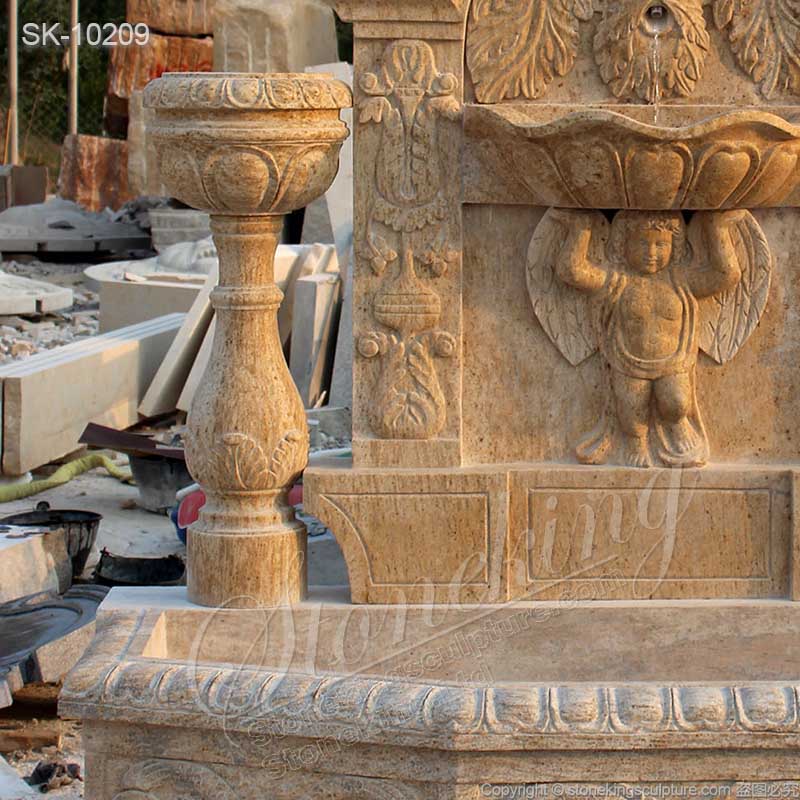 Manufacturer Hand Carved Large Marble Wall Water Fountain for Outdoor Decor for sale