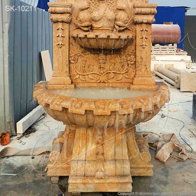 Hand Carved Solid Marble Outdoor Wall Water Fountain for Garden and Home for sale