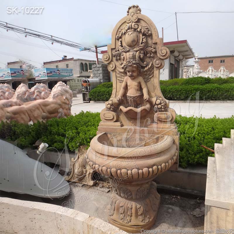 High Quality Yellow Marble Decorative Wall Fountain for Outdoor Garden and Patio for sale 