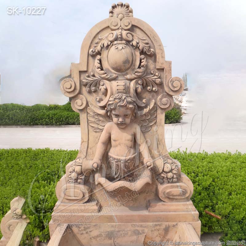 High Quality Yellow Marble Decorative Wall Fountain for Outdoor Garden and Patio for sale 