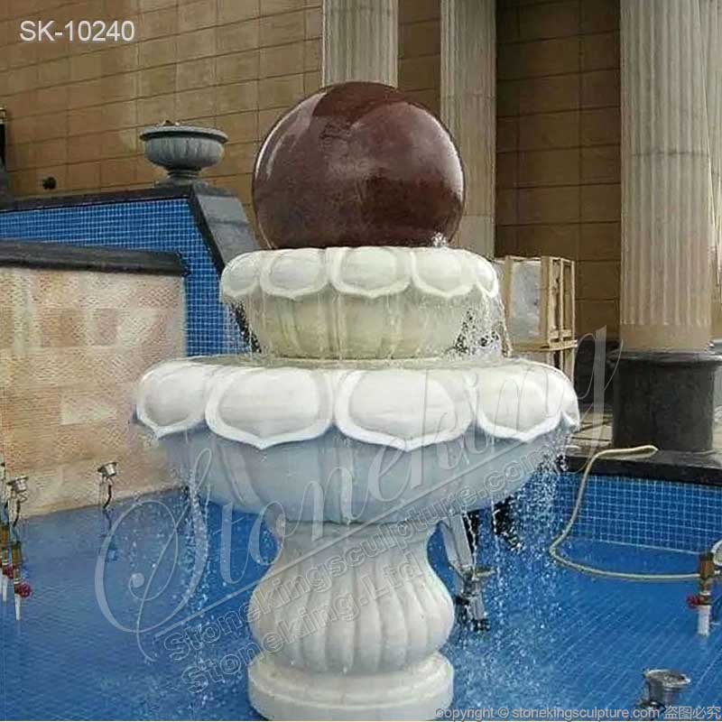 High Quality Outdoor Solid Marble Sphere Water Fountain for Garden and Park Decor for sale 