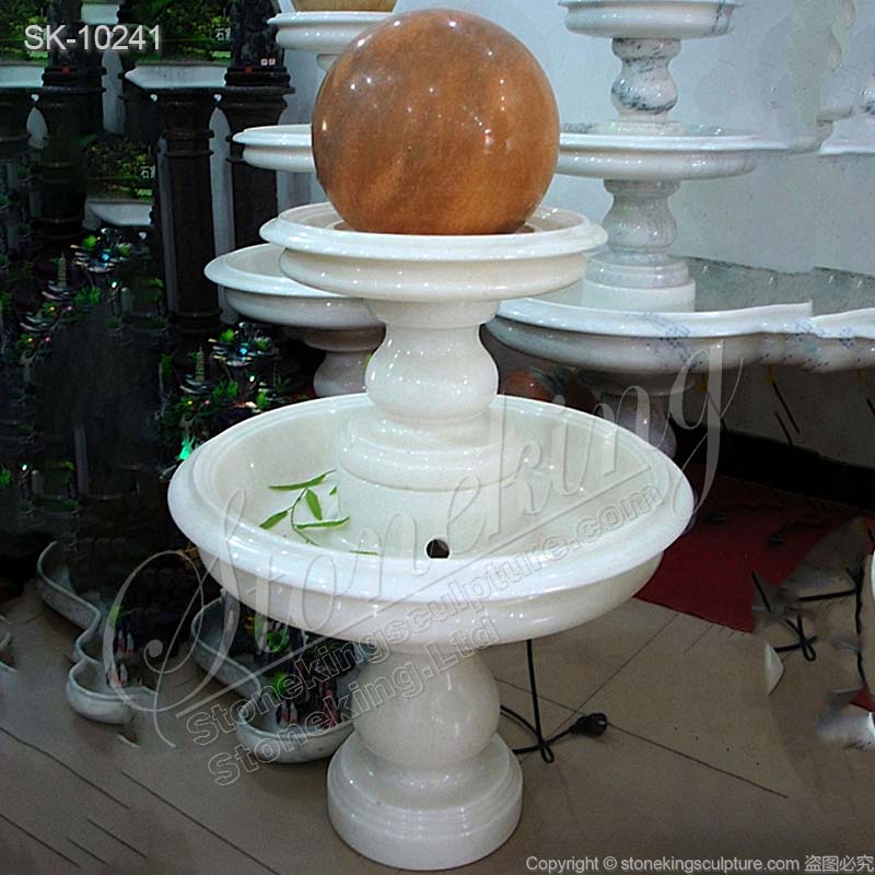 Manufacturer Solid White Marble Small Sphere Fountain for Outdoor Garden and Indoor Decoration for sale