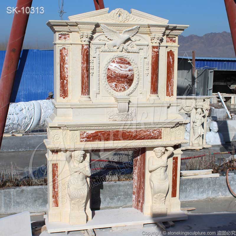 Factory Supplier Overmantel of White Marble Tall Fireplace Mantel for Home Decor for sale 