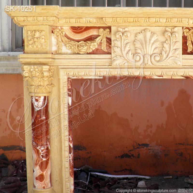 Manufacturer Hand Carved Marble Decorative Fireplace Surround with Columns for sale