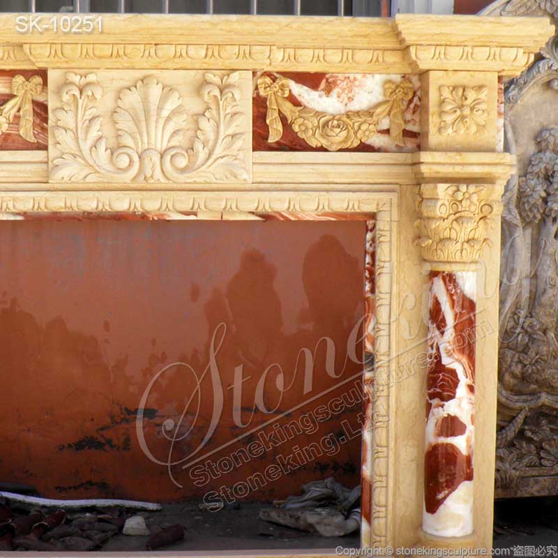 Manufacturer Hand Carved Marble Decorative Fireplace Surround with Columns for sale