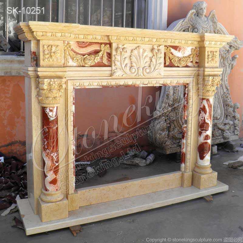 Manufacturer Hand Carved Marble Decorative Fireplace Surround with Columns for sale