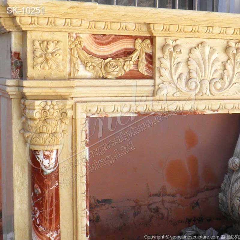 Manufacturer Hand Carved Marble Decorative Fireplace Surround with Columns for sale