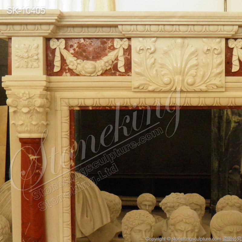 High Quality Solid Marble Victorian Fireplace Surround with Corinthian Columns for sale 