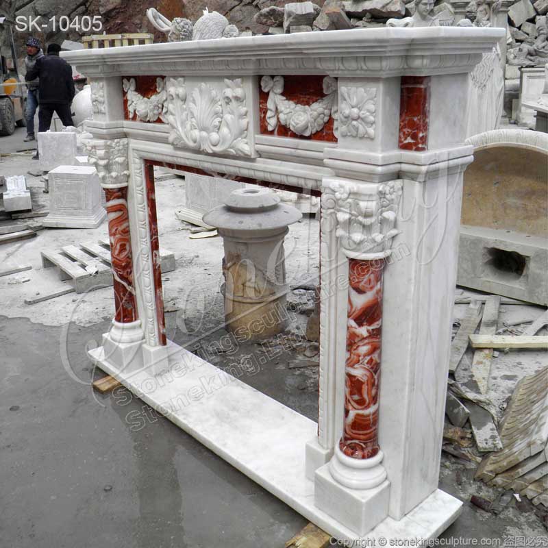 High Quality Solid Marble Victorian Fireplace Surround with Corinthian Columns for sale 