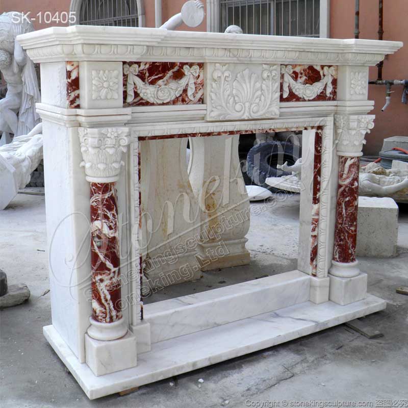 High Quality Solid Marble Victorian Fireplace Surround with Corinthian Columns for sale 