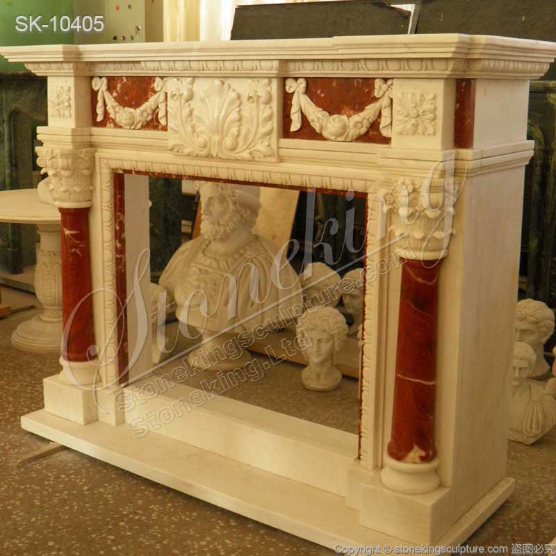 High Quality Solid Marble Victorian Fireplace Surround with Corinthian Columns for sale 