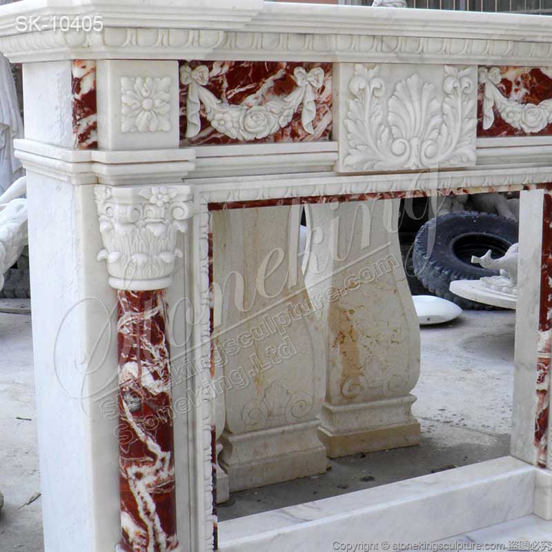 High Quality Solid Marble Victorian Fireplace Surround with Corinthian Columns for sale 