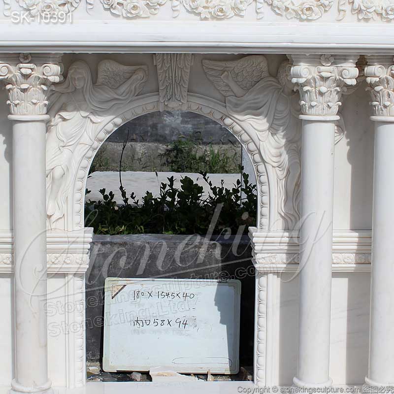 Factory Price Modern White Marble Fireplace Surround Mantel for Home Decor for sale 