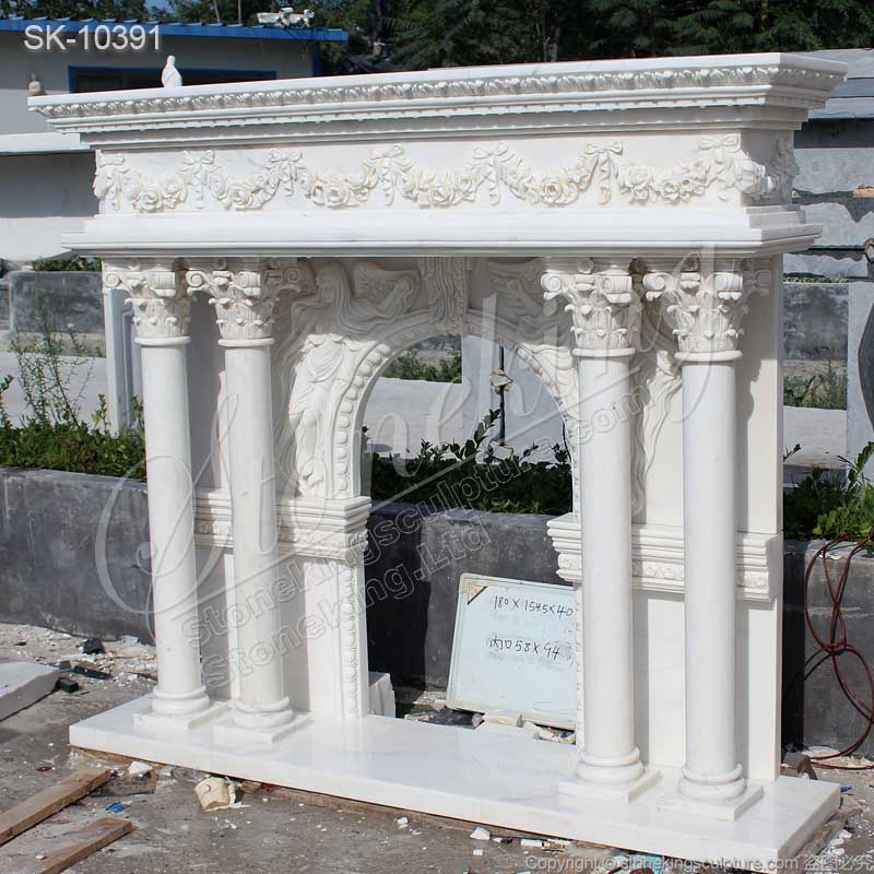 Factory Price Modern White Marble Fireplace Surround Mantel for Home Decor for sale 