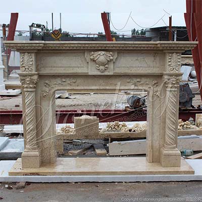 Modern Design Fireplace Travertine Stone Mantel Surround for Indoor Decor for sale