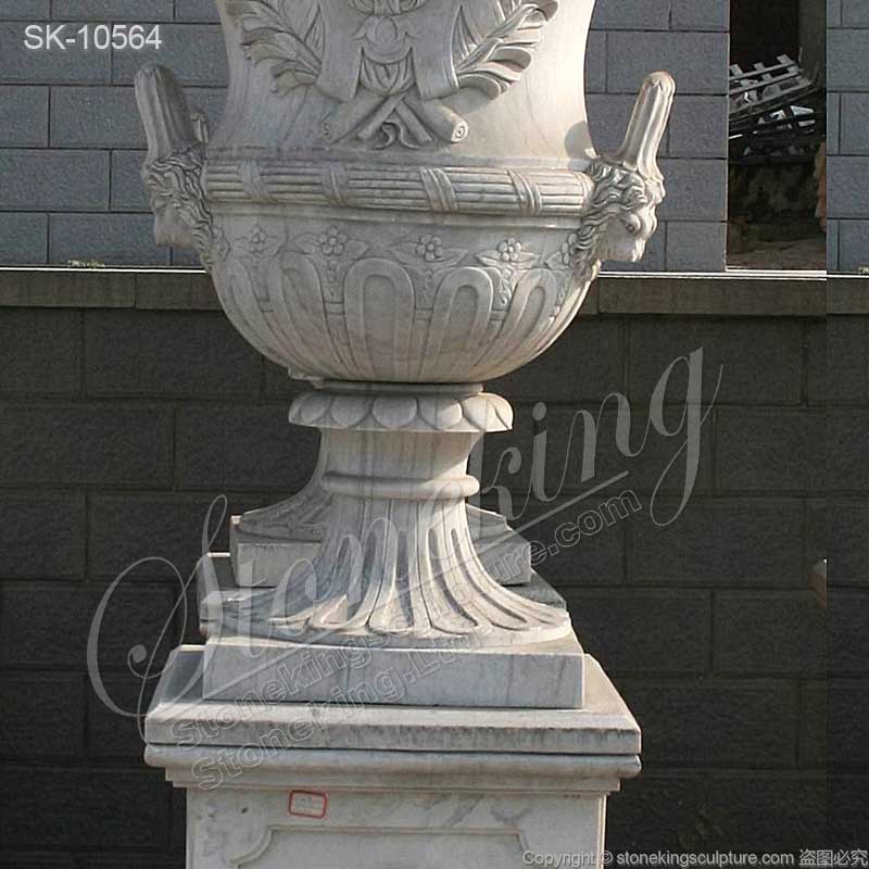 High Quality Solid White Marble Planters for Outdoor and Garden Landscaping for sale