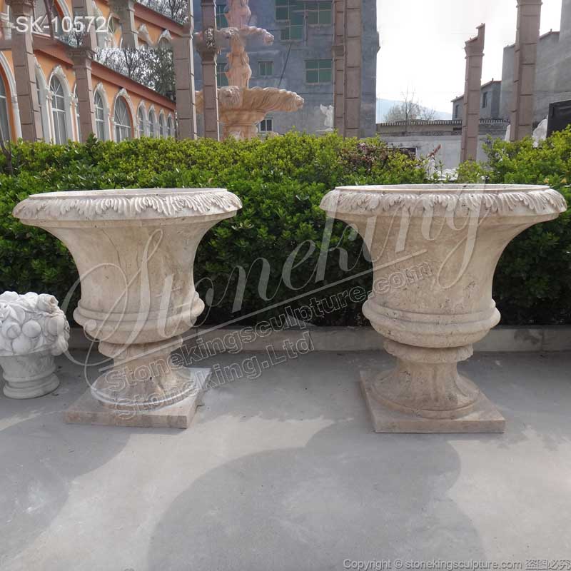 Manufacturer Outdoor Natural Travertine Stone Planters for Garden and Home Decor for sale 