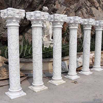 Factory Supplier Natural Stone Columns of White Marble for Front Porch and Buildings for sale