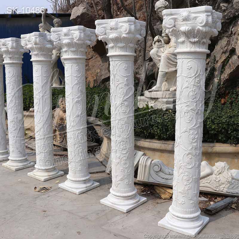 Factory Supplier Natural Stone Columns of White Marble for Front Porch and Buildings for sale