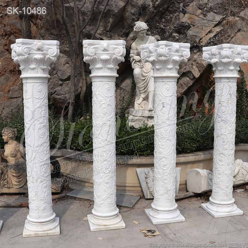 Factory Supplier Natural Stone Columns of White Marble for Front Porch and Buildings for sale