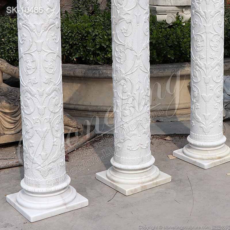 Factory Supplier Natural Stone Columns of White Marble for Front Porch and Buildings for sale