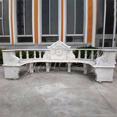 Manufacturer Large Outdoor White Marble Stone Bench for Garden Decor for sale 