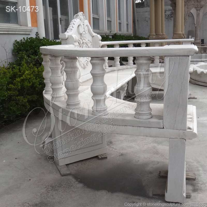 Manufacturer Large Outdoor White Marble Stone Bench for Garden Decor for sale 