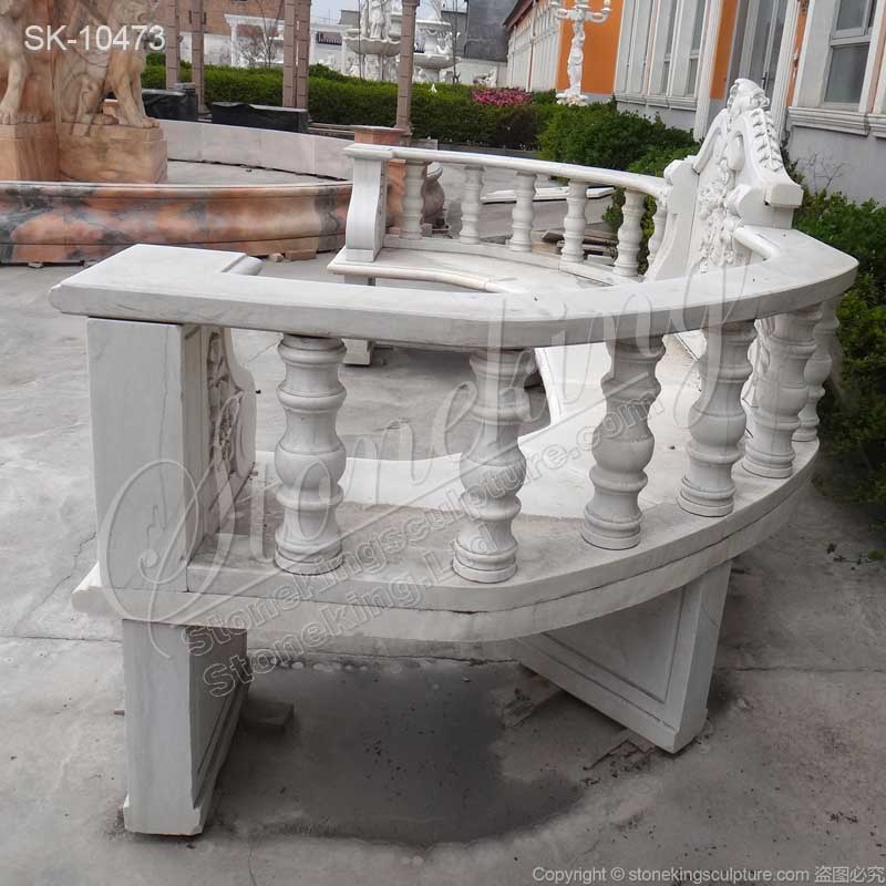 Manufacturer Large Outdoor White Marble Stone Bench for Garden Decor for sale 