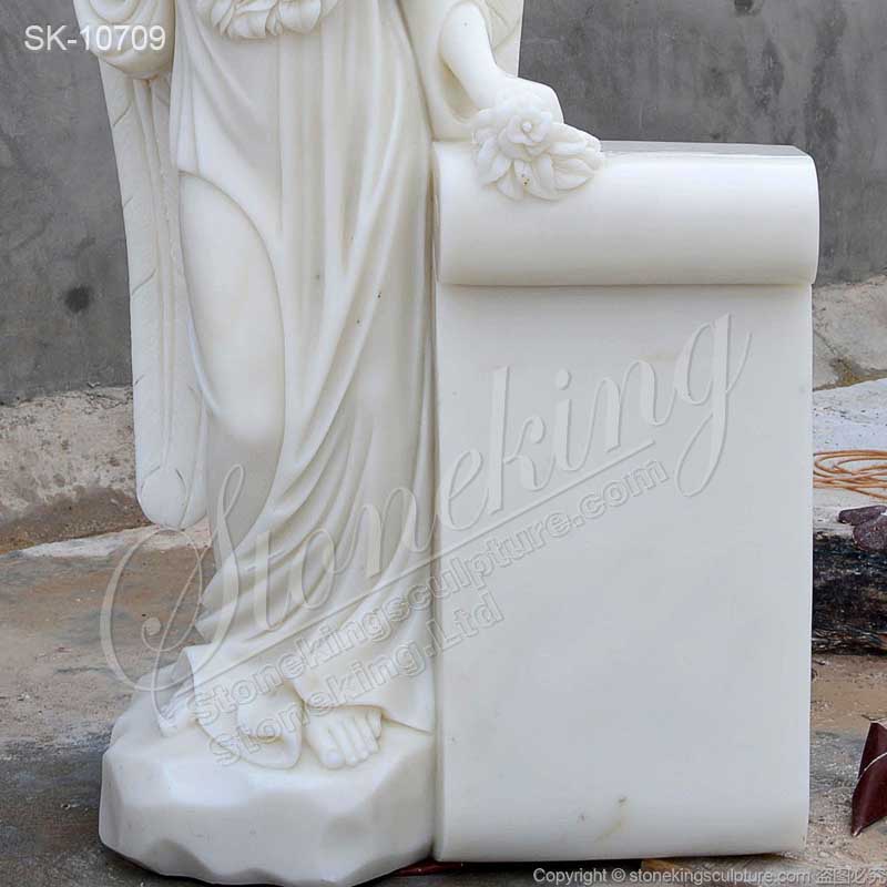 Factory Price Handcrafted White Marble Headstone with Angel Statue for Grave for sale 