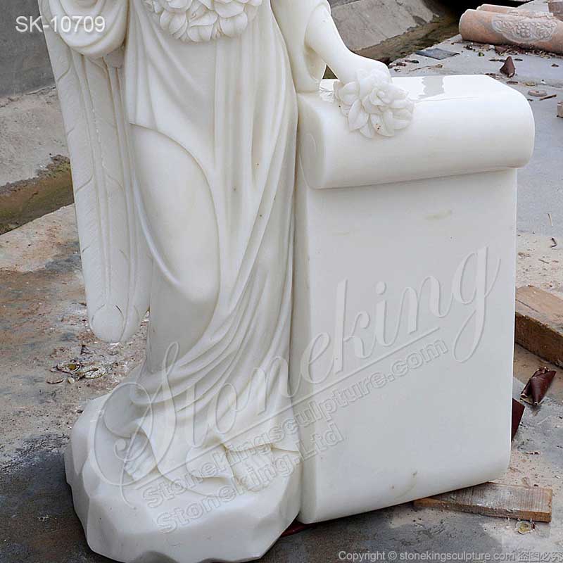 Factory Price Handcrafted White Marble Headstone with Angel Statue for Grave for sale 