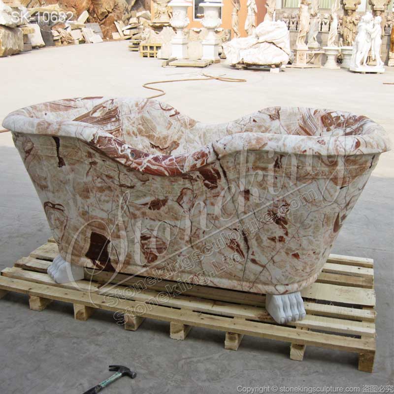 Factory Supply Natural Marble Stone Bathtub with Clawfoot for Bathroom for sale