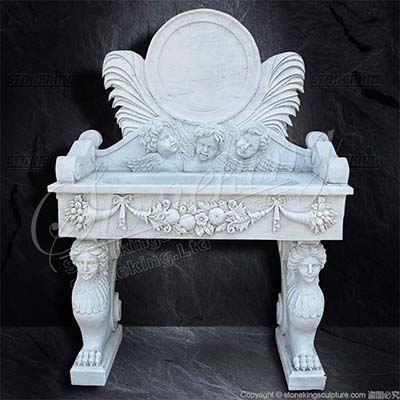 Luxurious White Marble Sink with Backsplash and Pedestal for Bathroom for sale 