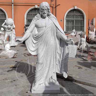 White Marble Religious Statue of Jesus Christ with Open Arms for Garden or Church for sale